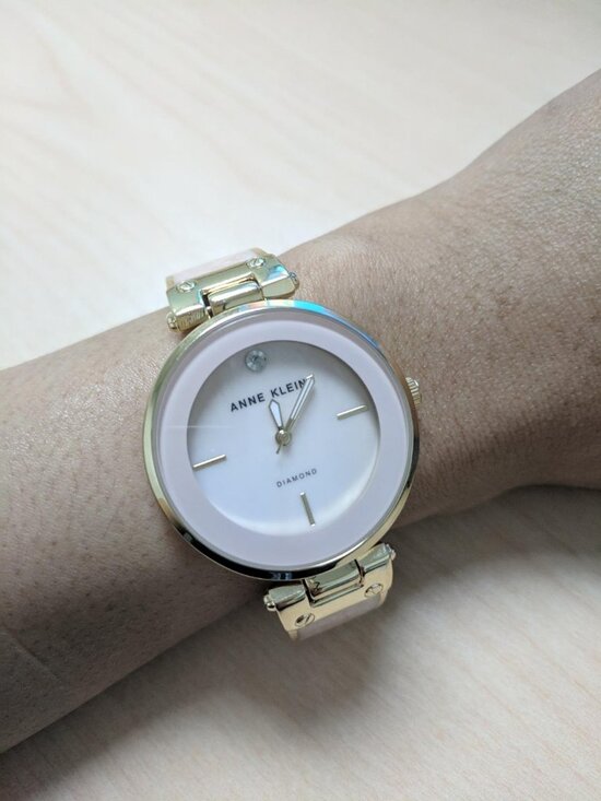 Anne Klein Women Light Pink Gold Analog Quartz Genuine Diamond Dial Bangle Watch main image 7